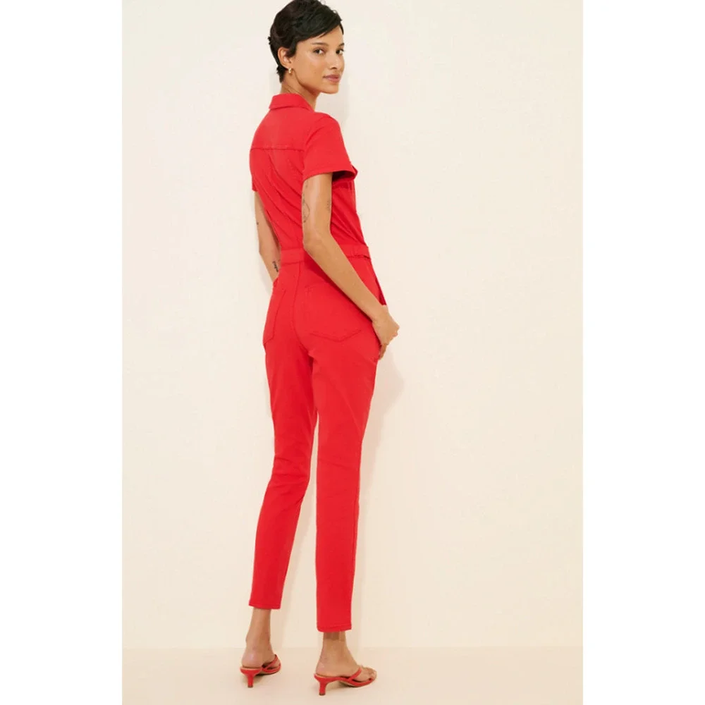 Quince Women Linen/Organic Cotton Utility Jumpsuit Overall Terracotta Sz S